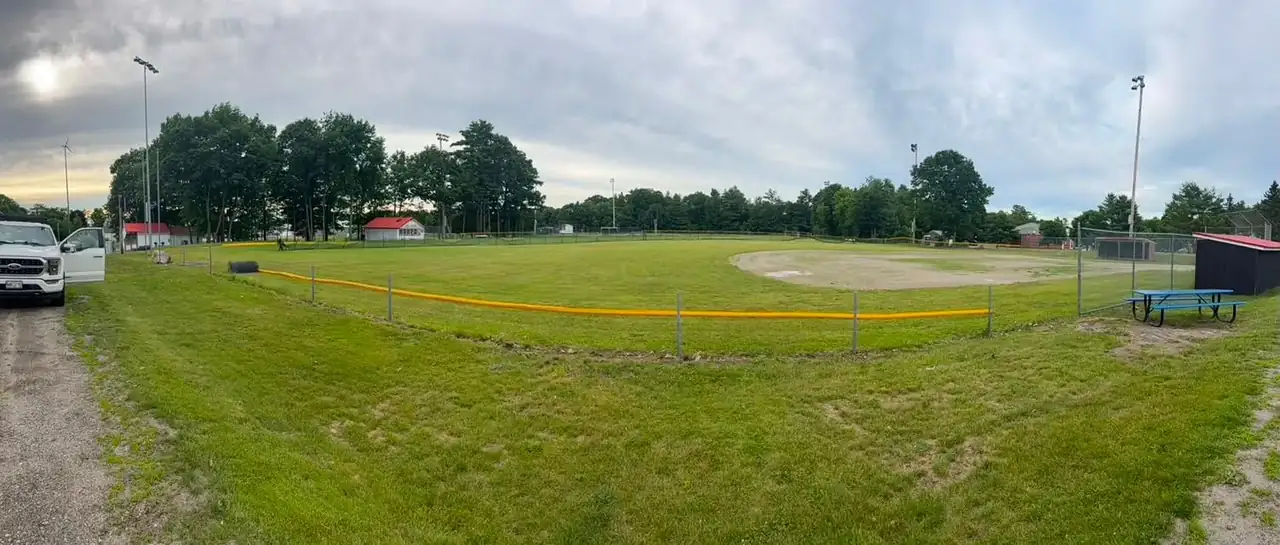 Wide view of fencing at a sports field